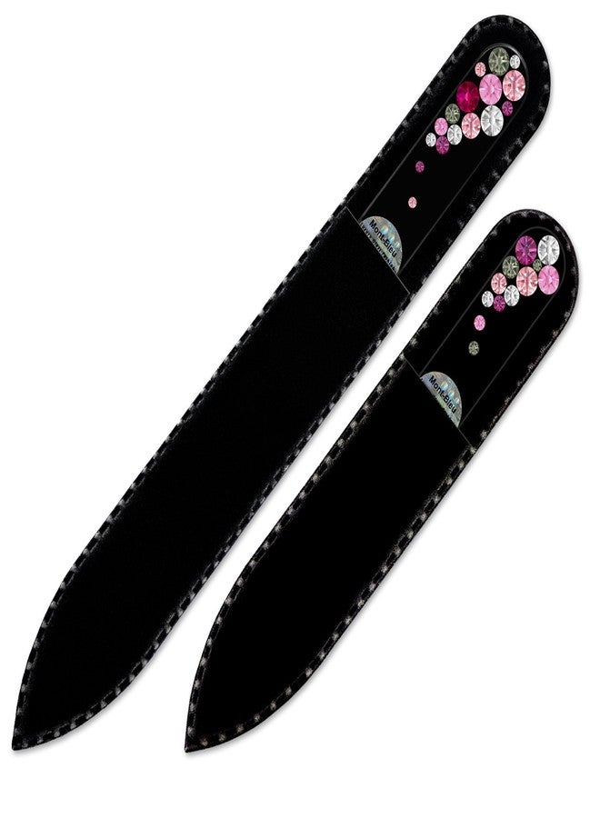 Mont Bleu Nail File - Mont Bleu Premium Set of 2 Glass Nail Files Hand Decorated with Crystals - Genuine Czech Tempered Glass - Gifts for Women - Best Glass Nail Files for Natural Nails - Image 2